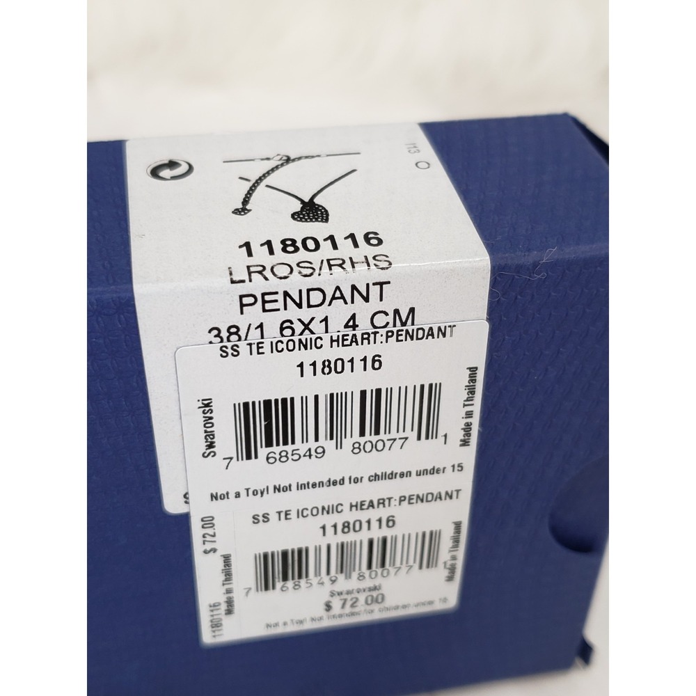 Swarovski Iconic Heart Crystal Necklace Pink Travel 1180116 Black rope chain - Picture 3 of 5